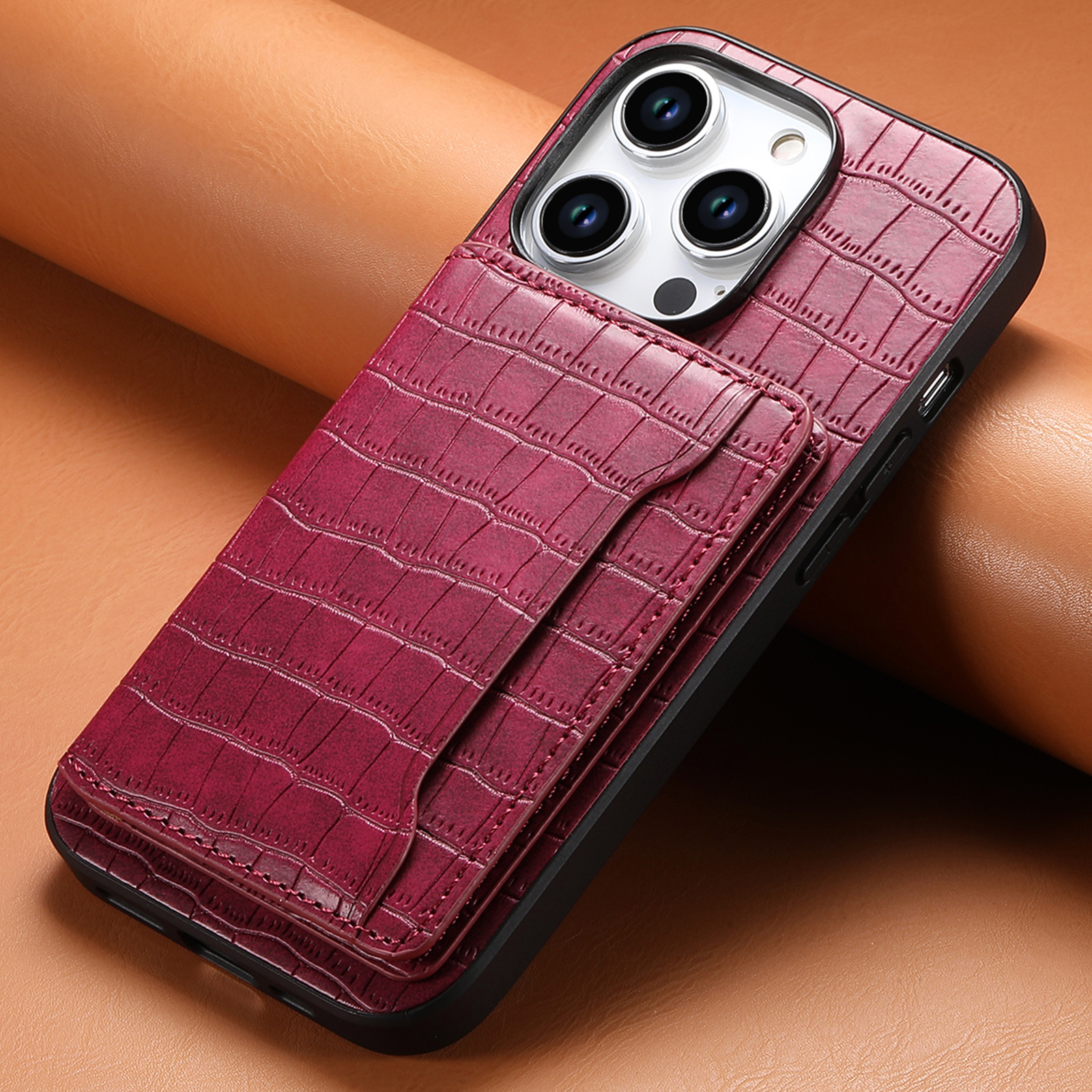 Leather Card Pattern Phone Case - Image 3