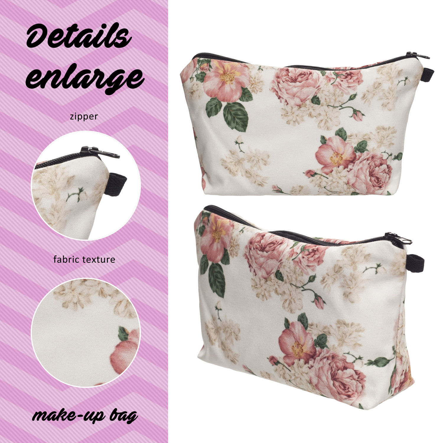 Digital Printing Background Safflower Cosmetic Bag