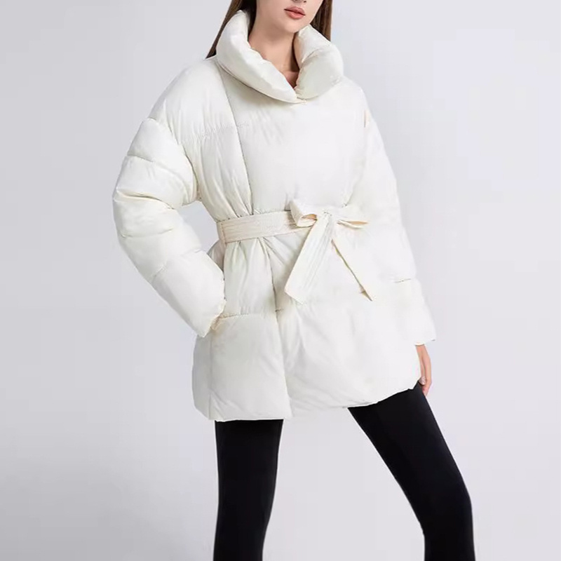 Plaid Sewing Lapel Coat With Lace-up Design - Image 7