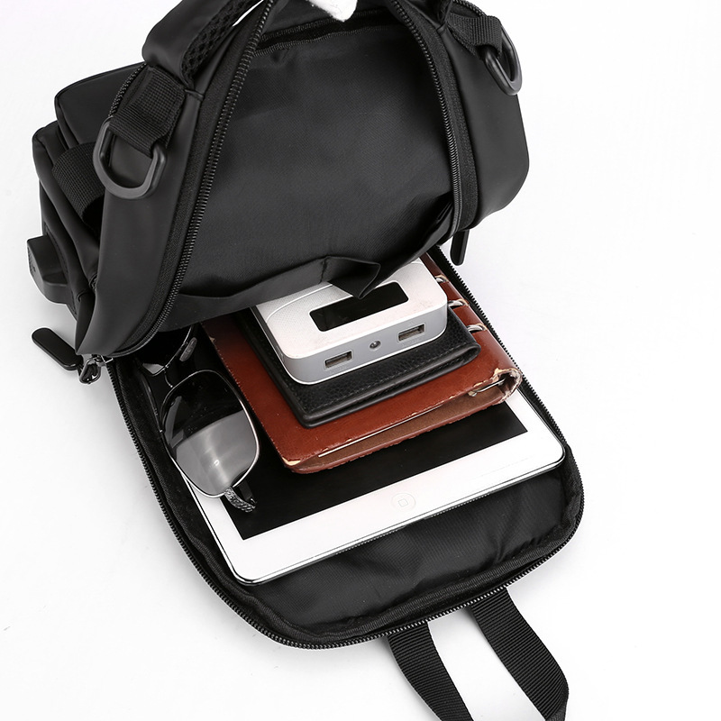 Multifunction Crossbody Nylon Backpack With USB Port - Image 4