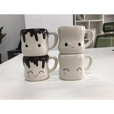 Marshmallow White and Black Ceramic Mugs