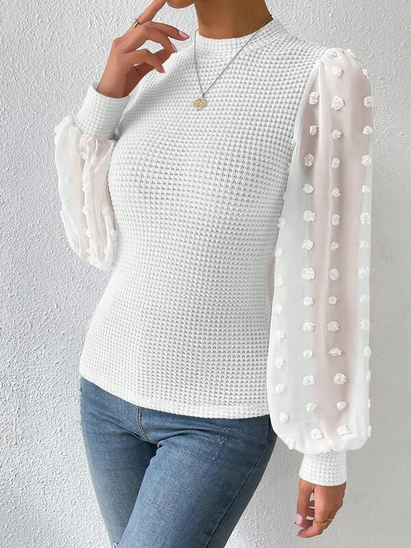 Knitwear Round Neck Stitching Long Sleeve - Image 10