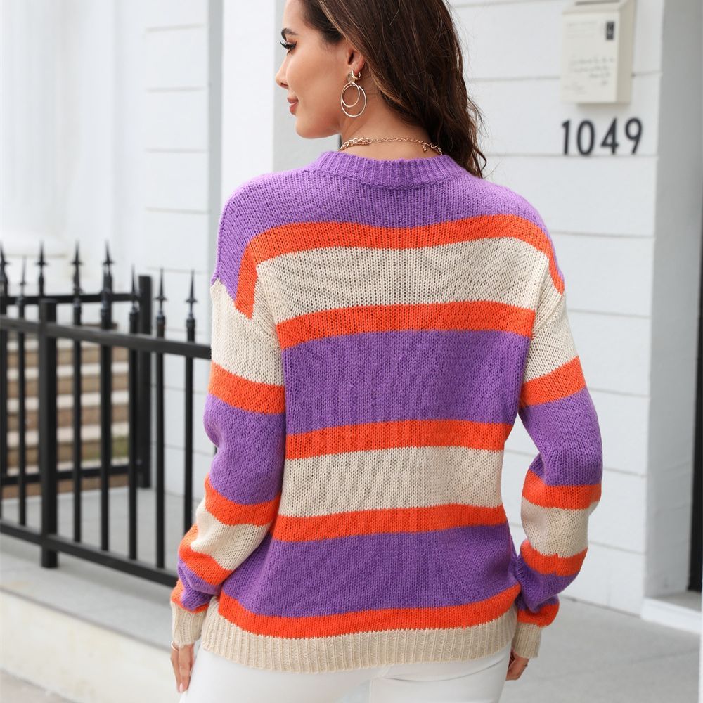 Wide Striped Pullover Base Knitwear Sweater - Image 7