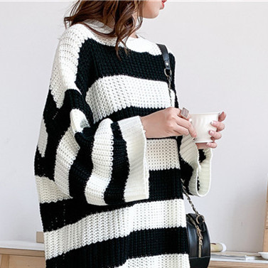 Woolen Skirt Knitwear Loose Striped Long - Image 9