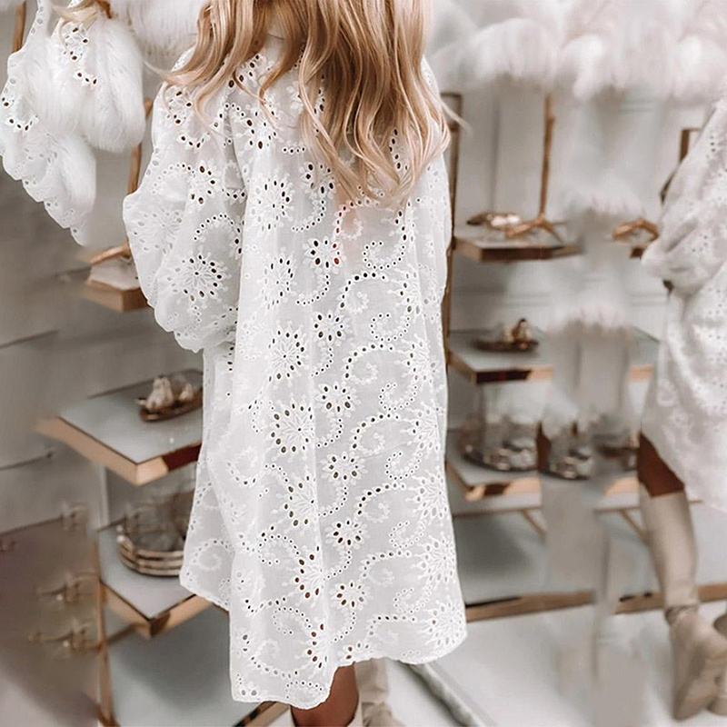 Floral Eyelet Embroidery Collared Blouse - Image 3