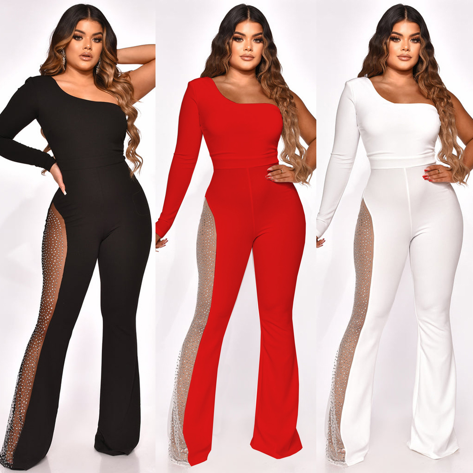Fashion Mesh Patchwork Jumpsuit