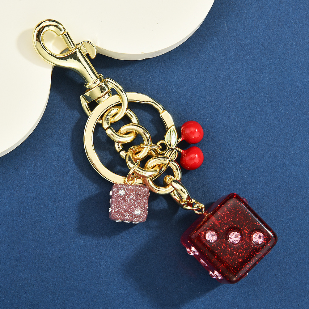 Dice Bag Hanging Vintage Cherry Keychain Pendant - Image 5