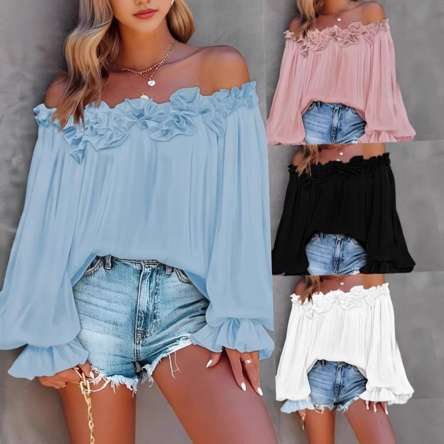 Off-Shoulder Long Sleeve Blouse