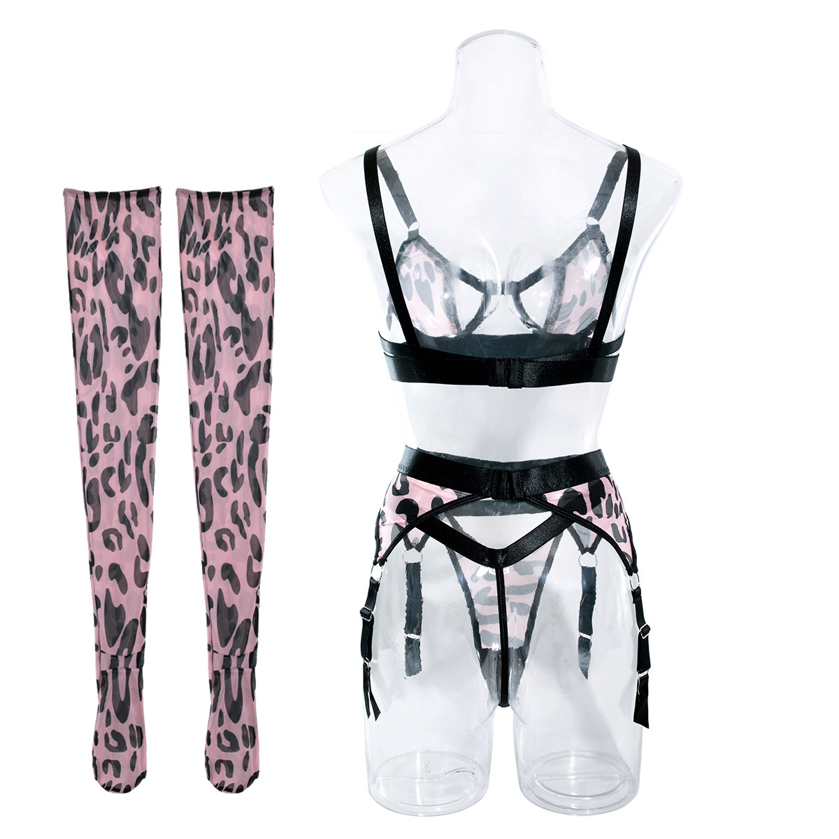 Leopard Print Mesh Hollow Lingerie - Image 10
