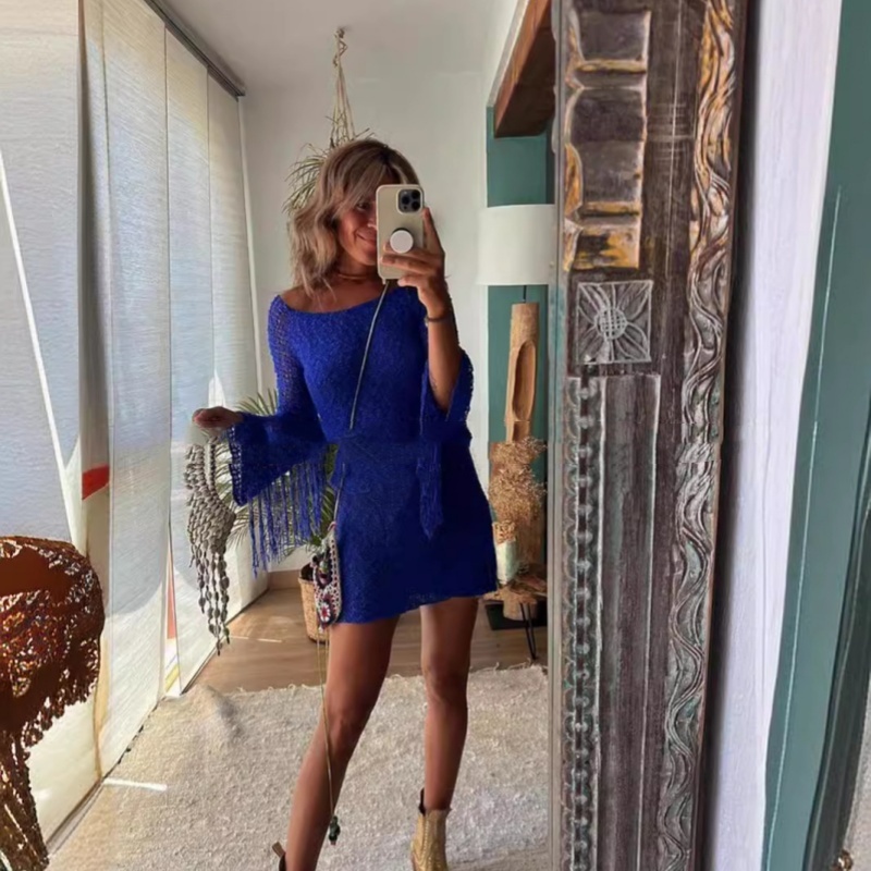 Sexy Cutout Pullover Long Sleeve Dress - Image 3