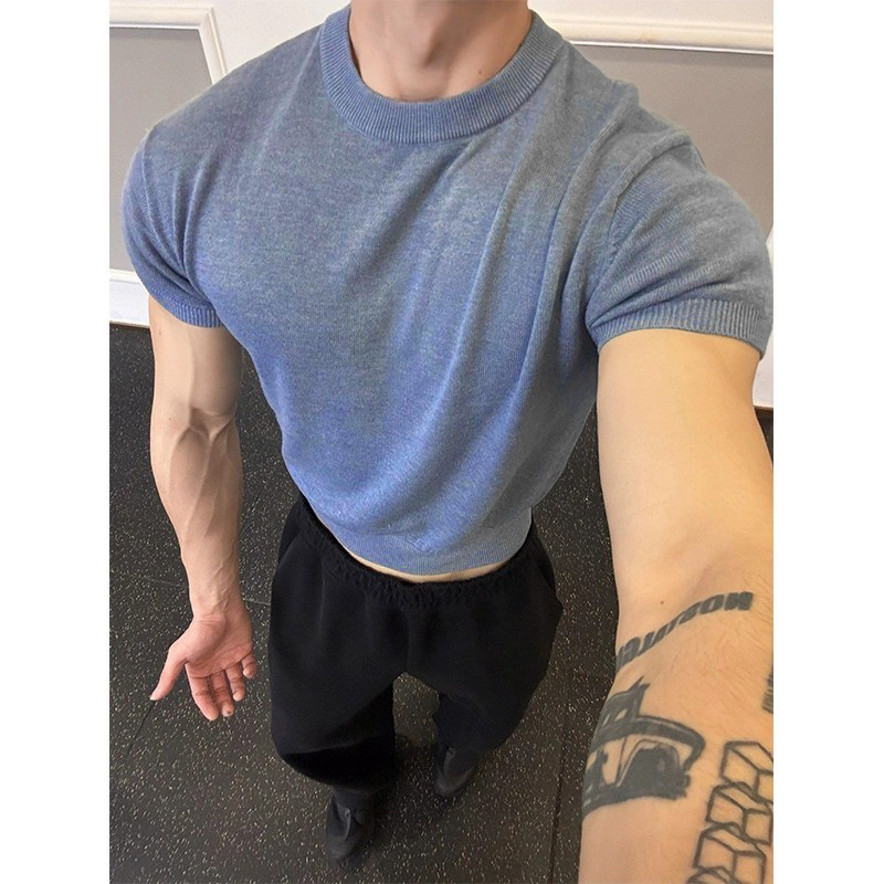 Knitted Slim Fit Cuff-Closing T-Shirt - Image 4