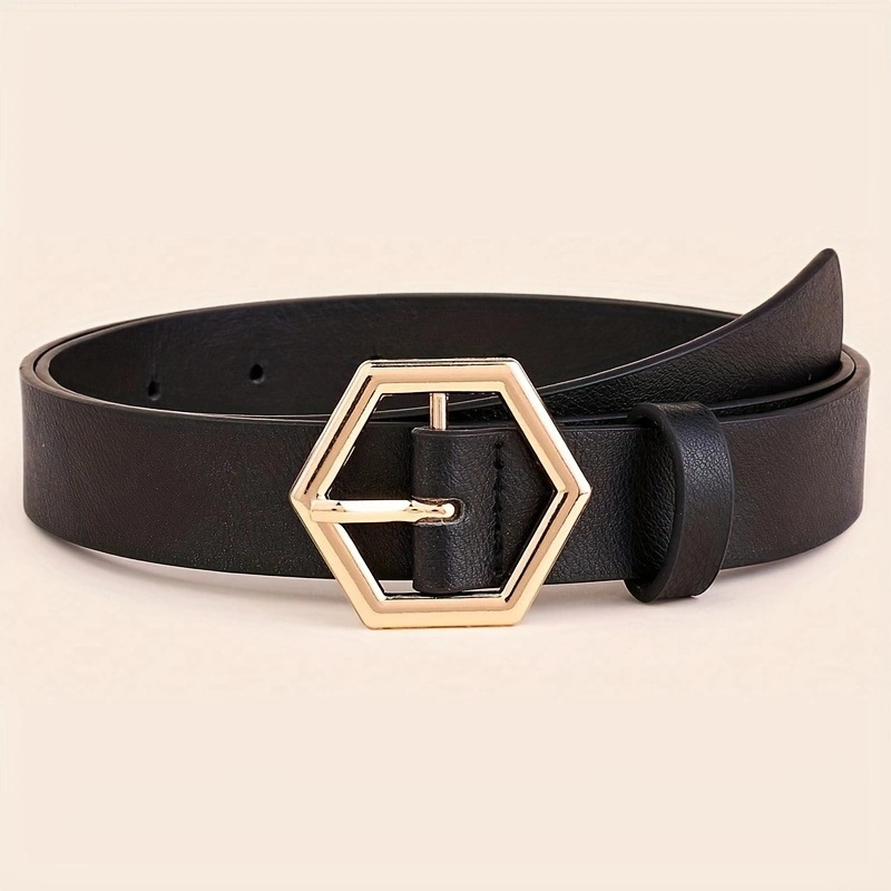 Women's Hexangular Star Irregular Gold Buckle PU Belt - Image 3