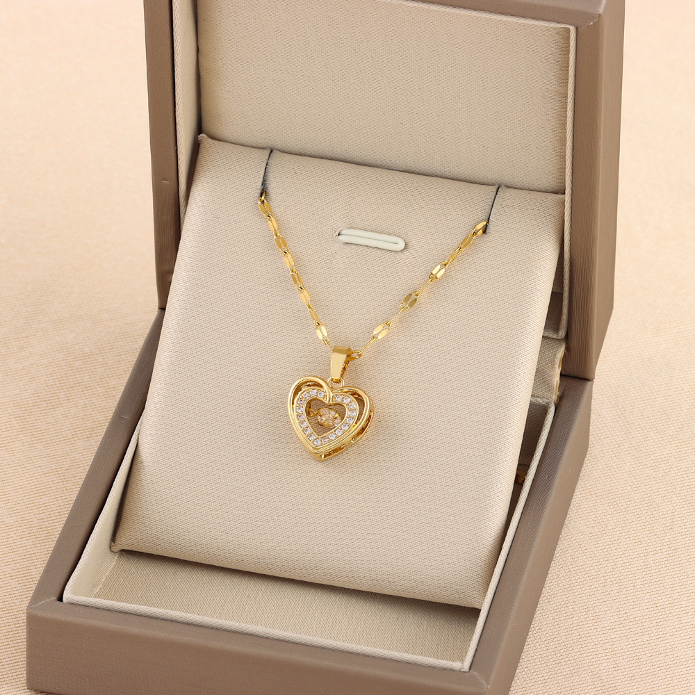 Double-layer Love Necklace With Rhinestones - Image 2