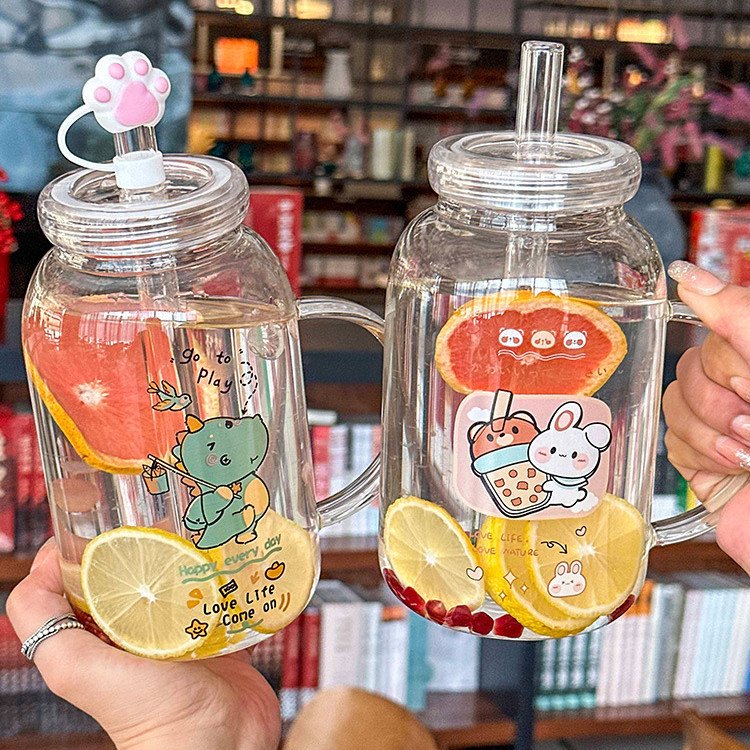 Household Large Capacity Straw Glass Cup