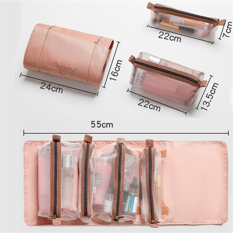 4 In 1 Zipper Mesh Separable Cosmetics Bag For Women - Image 2