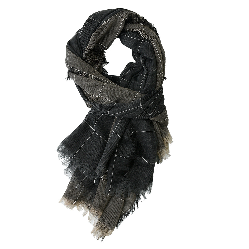 Patchwork Plaid Tassel Scarf - Image 4