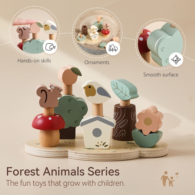 Wooden Forest Animal Bounce Educational Toy