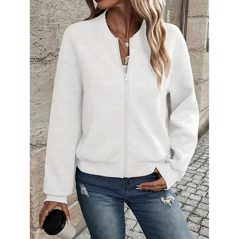 Stand Collar Zip Up Bomber Jacket - Image 3