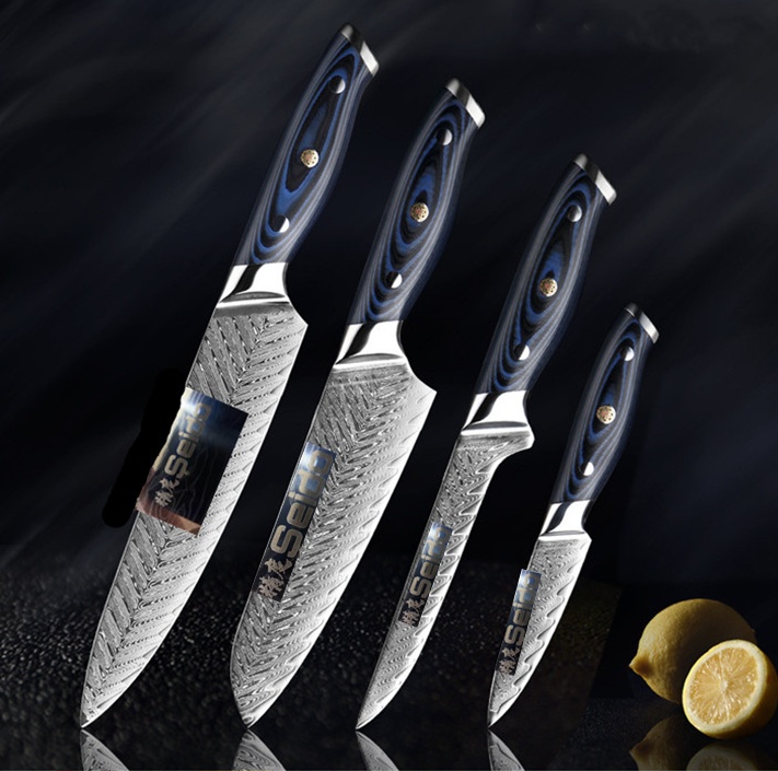 Stainless Steel Damascus Kitchen Knife Set - Image 6