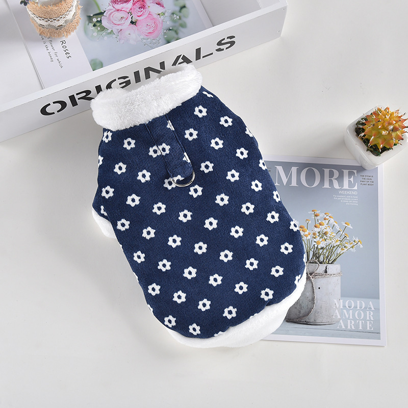 Flower Corduroy Cotton Padded Dog Jacket - Image 4