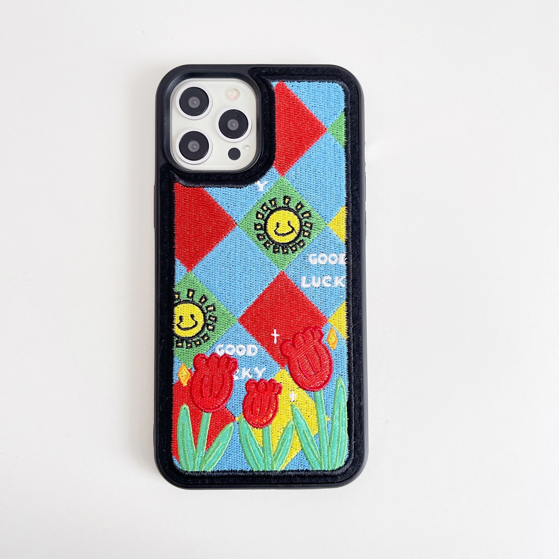 Red Embroidered Flower Phone Case - Image 3