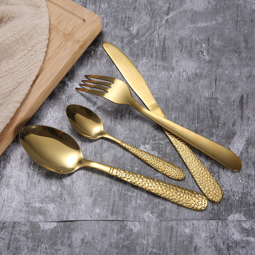 Stainless Steel Cutlery Titanium Plated Four-piece Set - Image 2