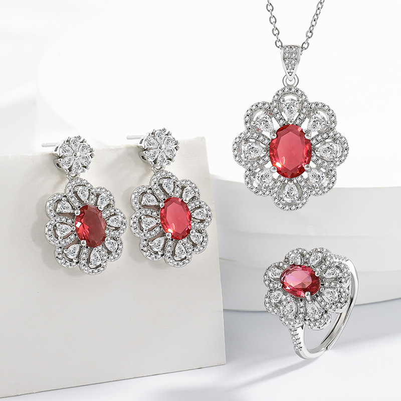 Crystal Shiny Bride Earrings Necklace Suit - Image 7