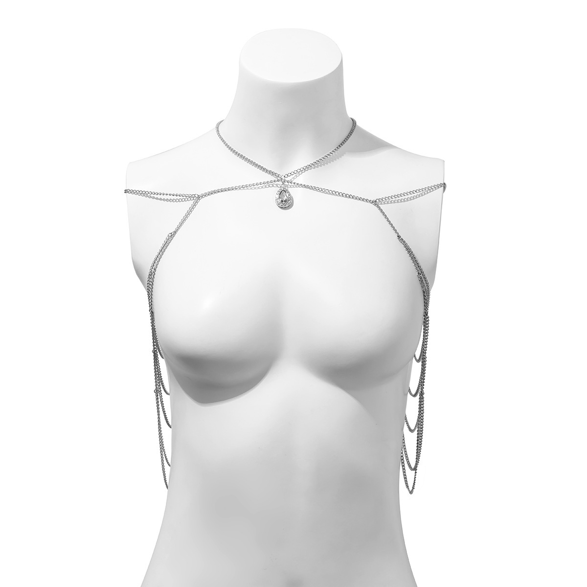 Simple Diamonds Drops With Alloy Necklace - Image 2