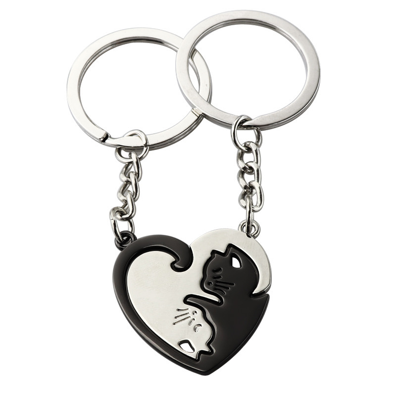 Heart Cat Lovers Keychain Pendant - Image 2