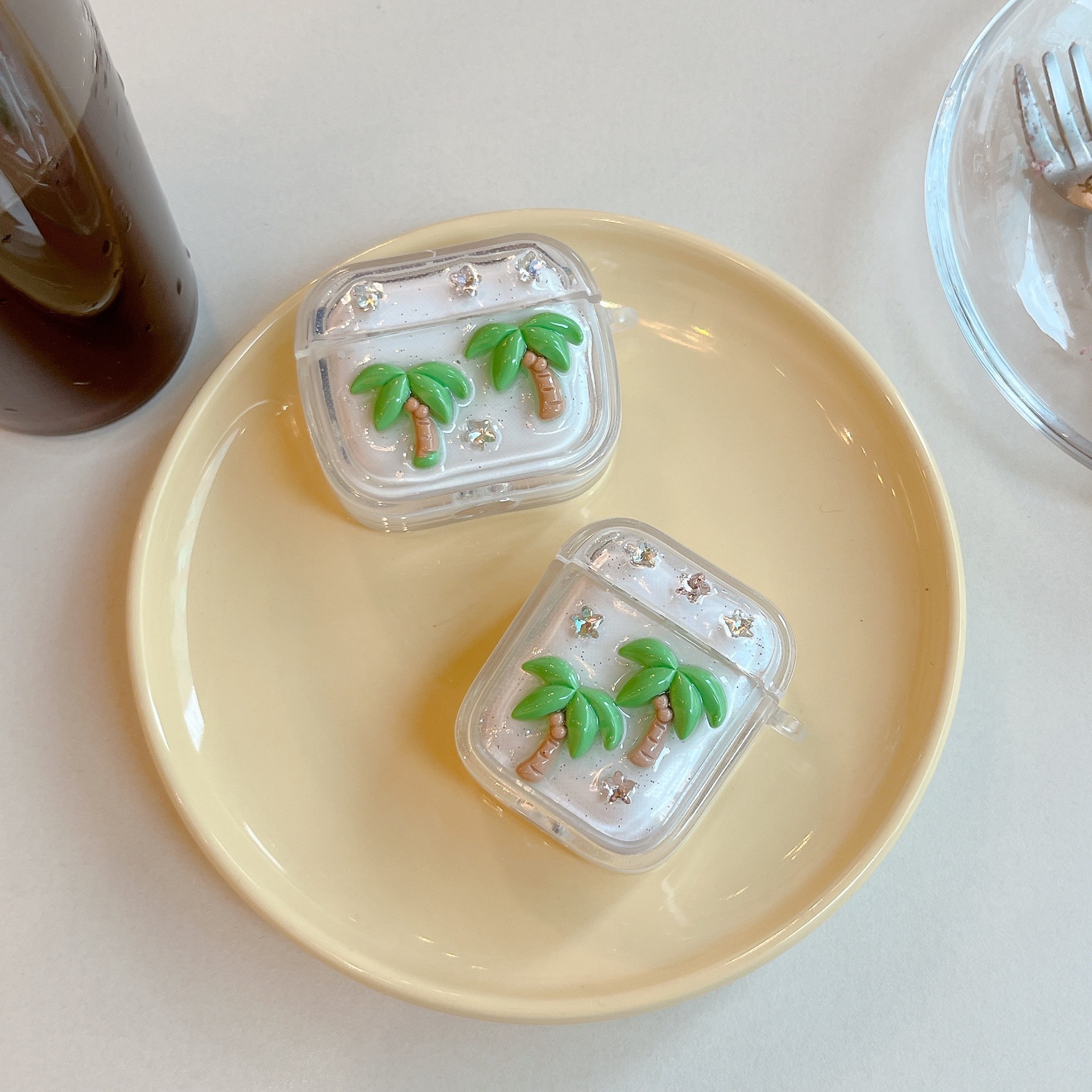 3D Epoxy Coconut Tree Bluetooth Earphone Case - Image 3