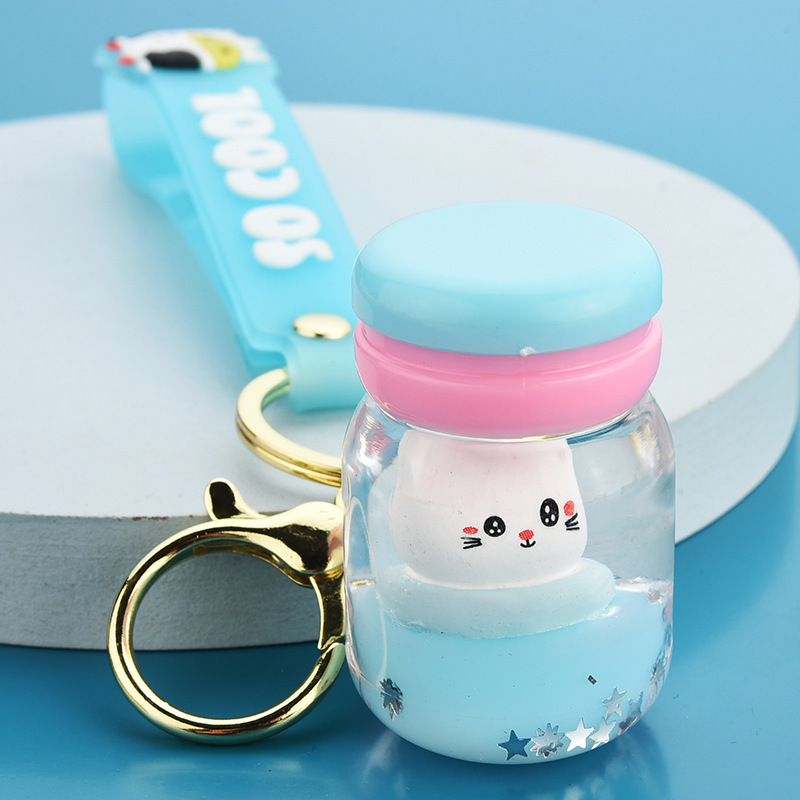 Floating Kitten Macaron Quicksand Keychain - Image 2
