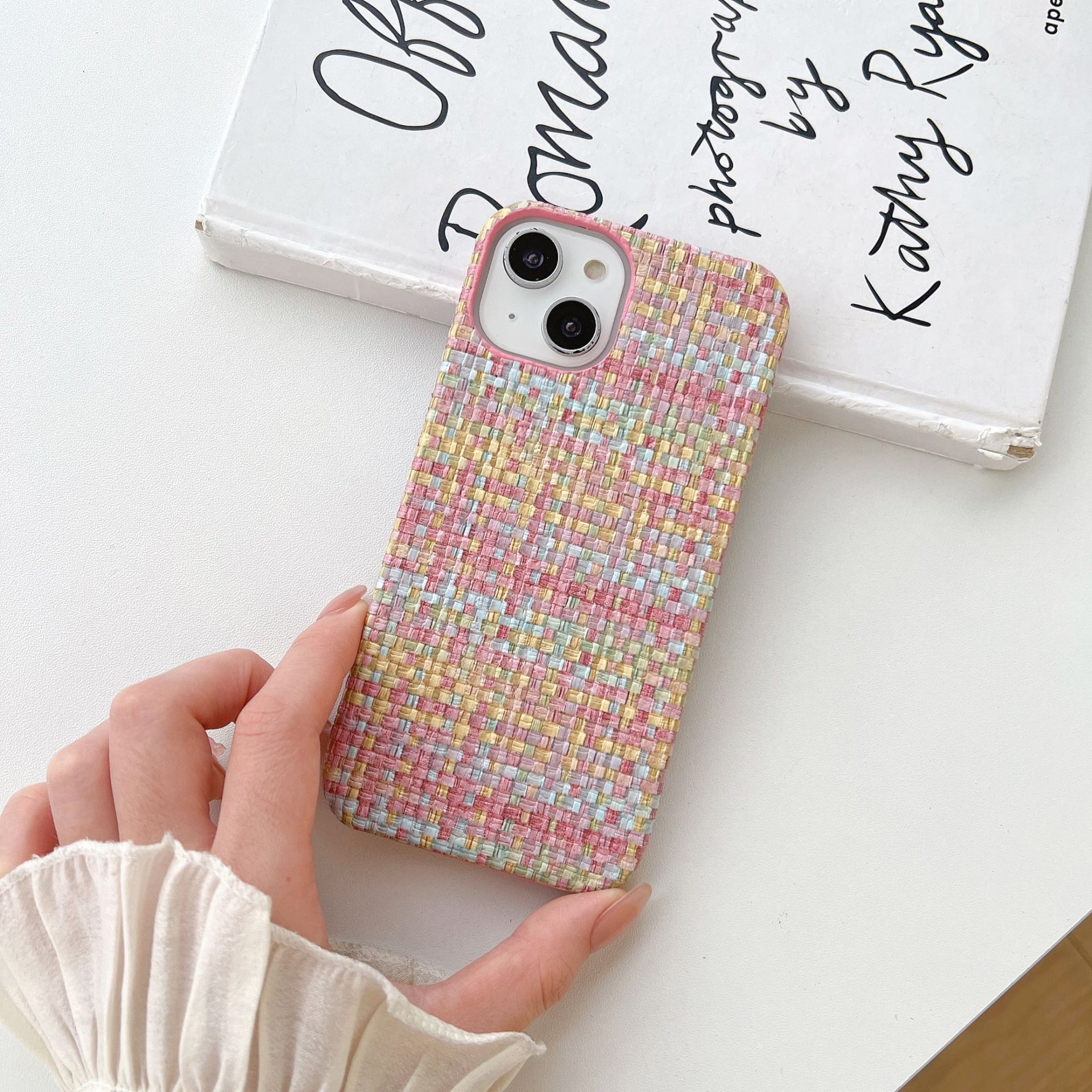 Woven Plaid Mobile Phone Protective Case - Image 4