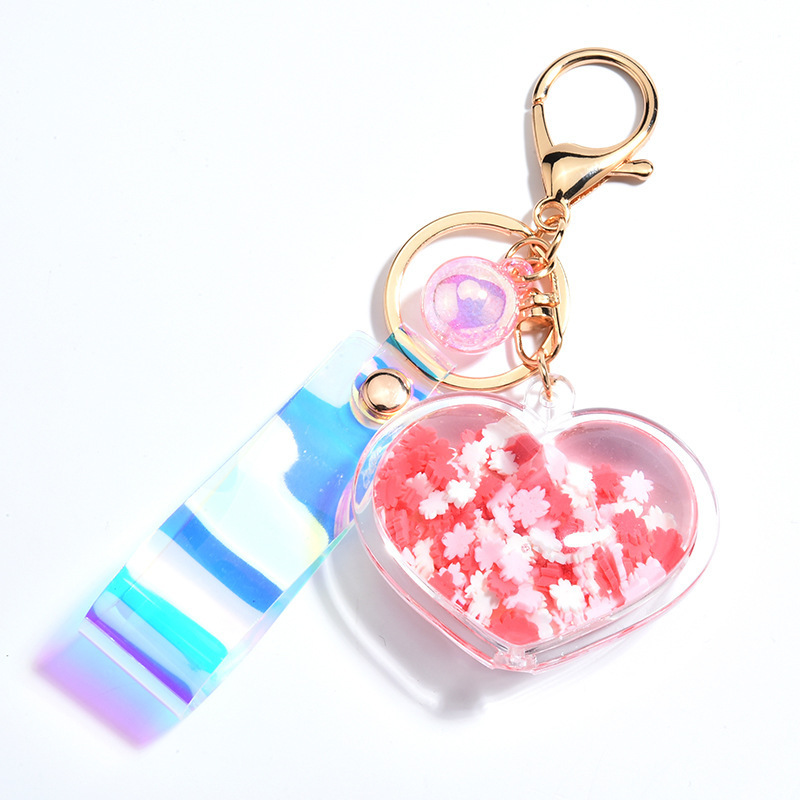 Cute Peach Oiled Love Heart Keychain - Image 5