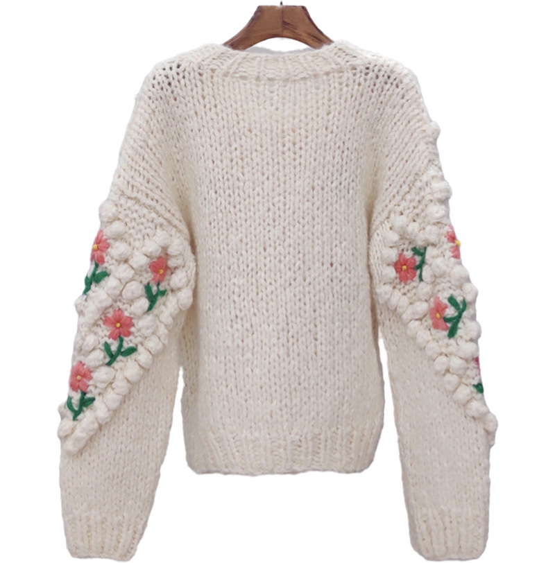 Women's Flower Embroidery Sweater Cardigan - Image 2