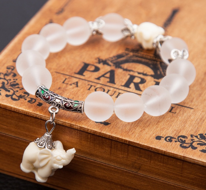 Crystal Elephant Charm Cultural Bracelet