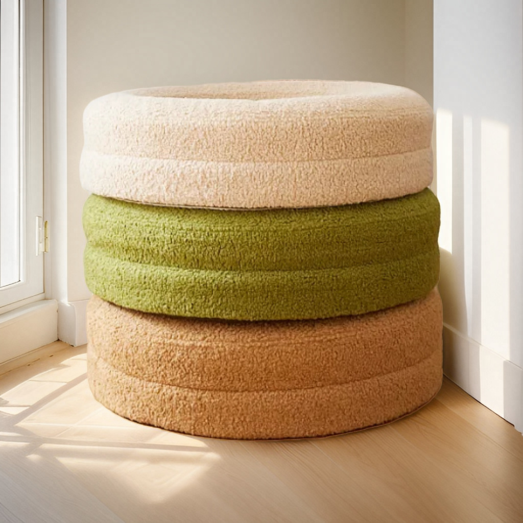 Household Solid Color Leisure Round Cat Bed - Image 4