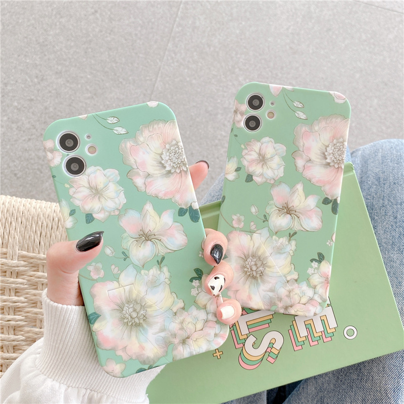 Flower Phone Case with Green Background