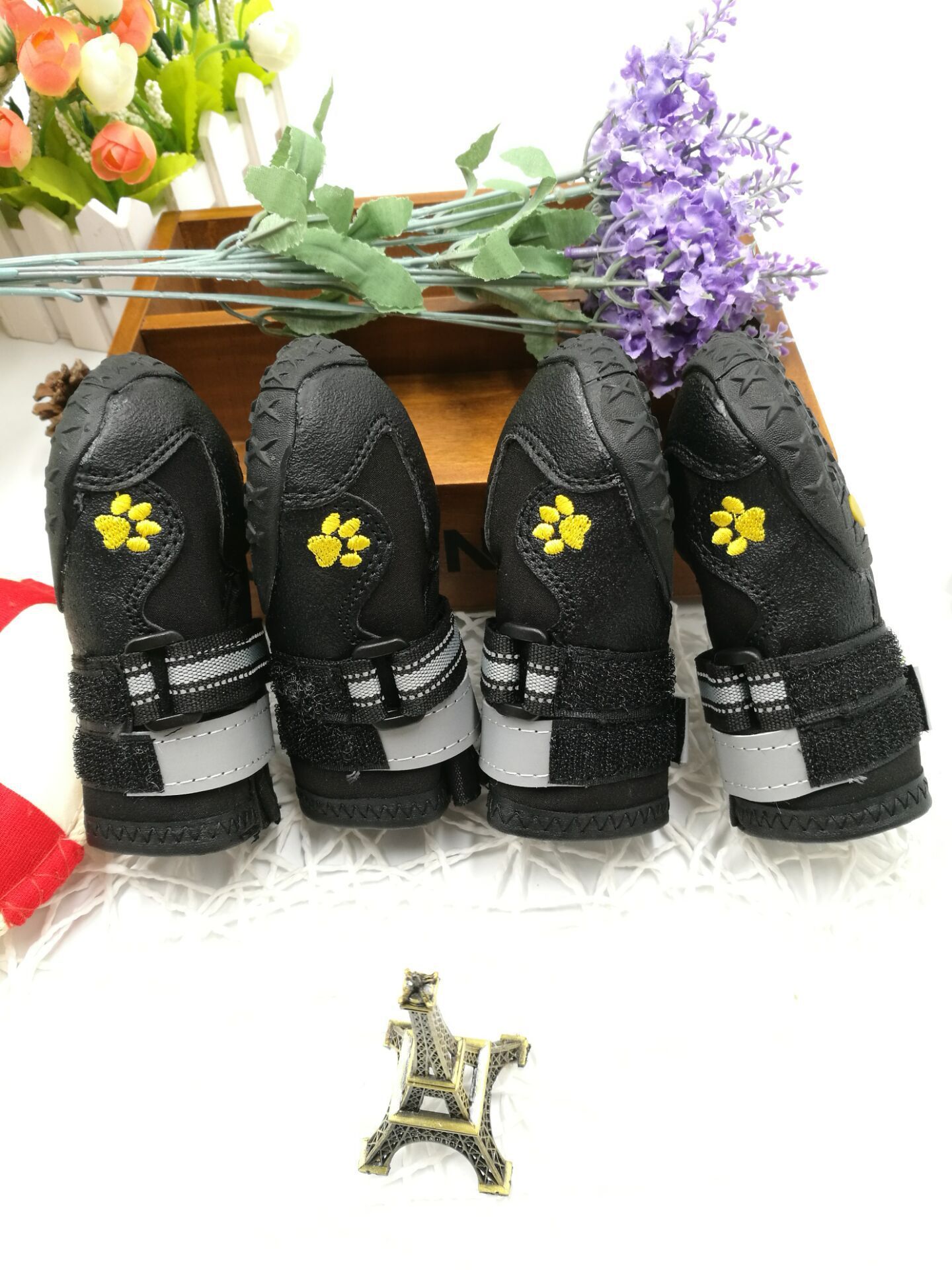 Pet Black Leather Dog Shoes - Image 8