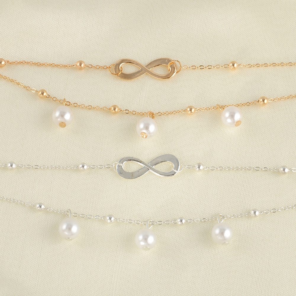 Double Layer Pearl Anklet Handmade Anklet - Image 2