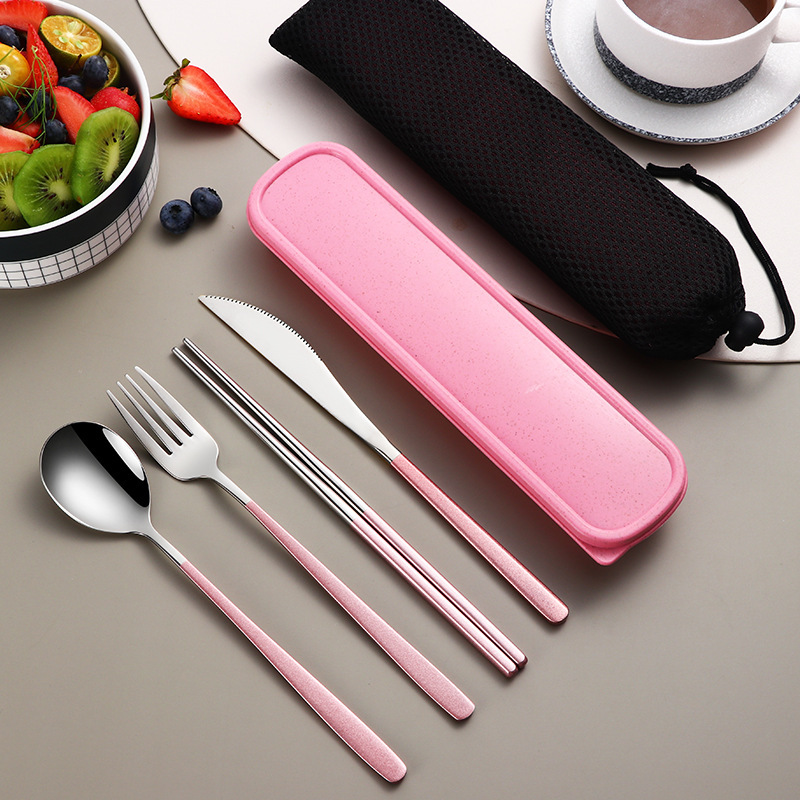 Portable 304 Gold Cutlery Sets with Case - Image 2