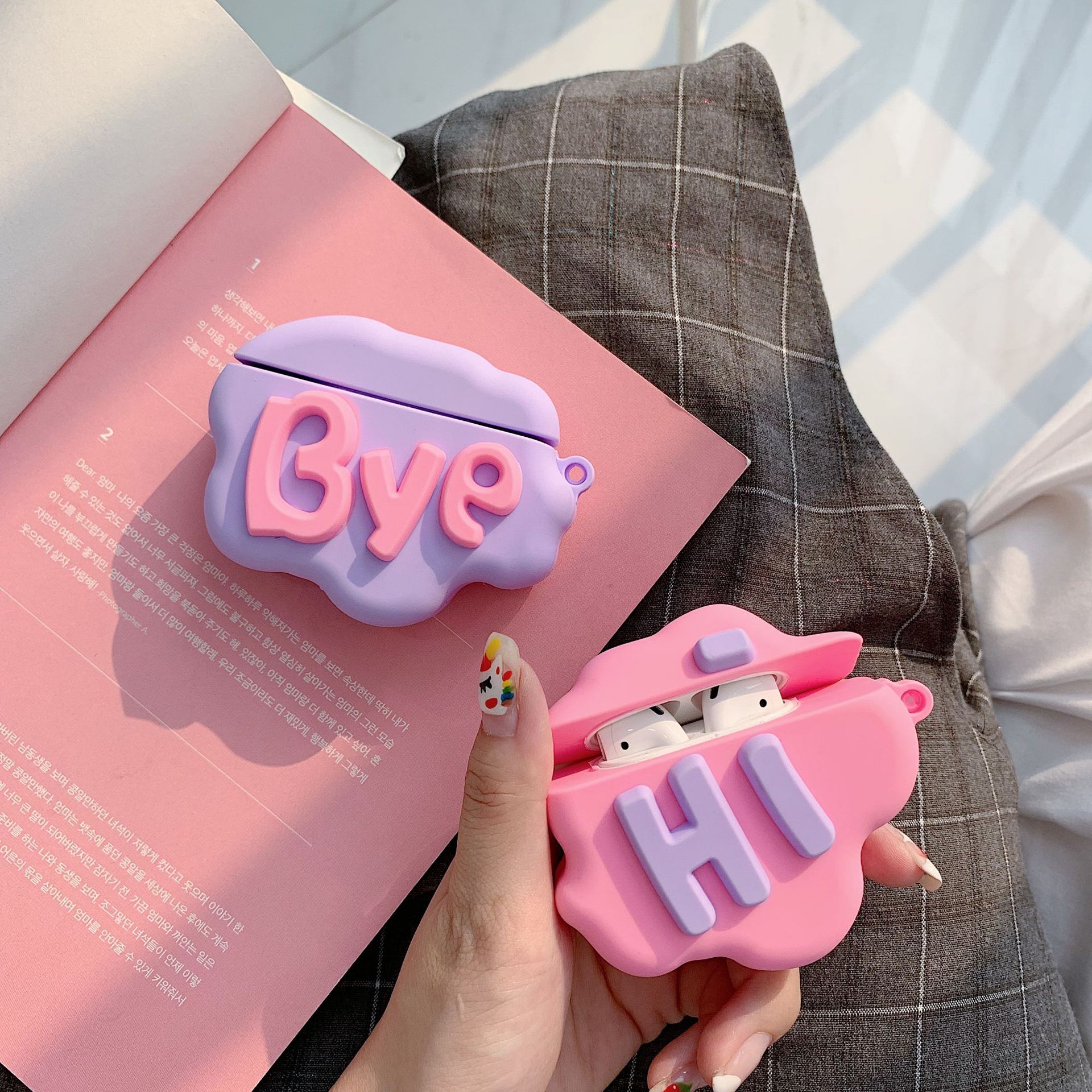 Hi Bye Cloud Letter Soft Earbuds Case
