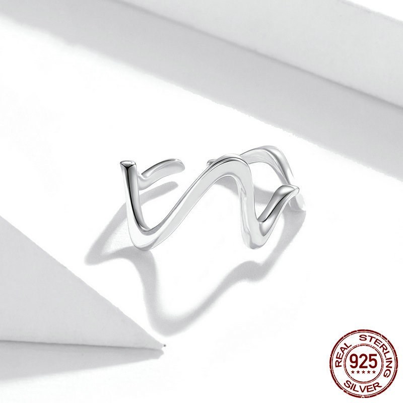 Simple Wave Curve Sterling Silver Ring - Image 2