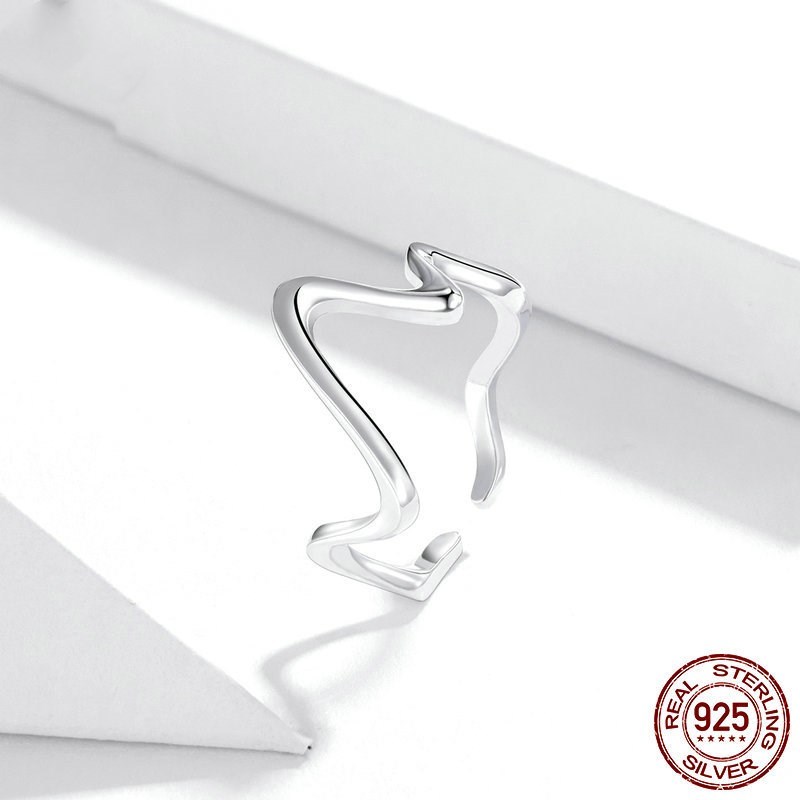 Simple Wave Curve Sterling Silver Ring - Image 5