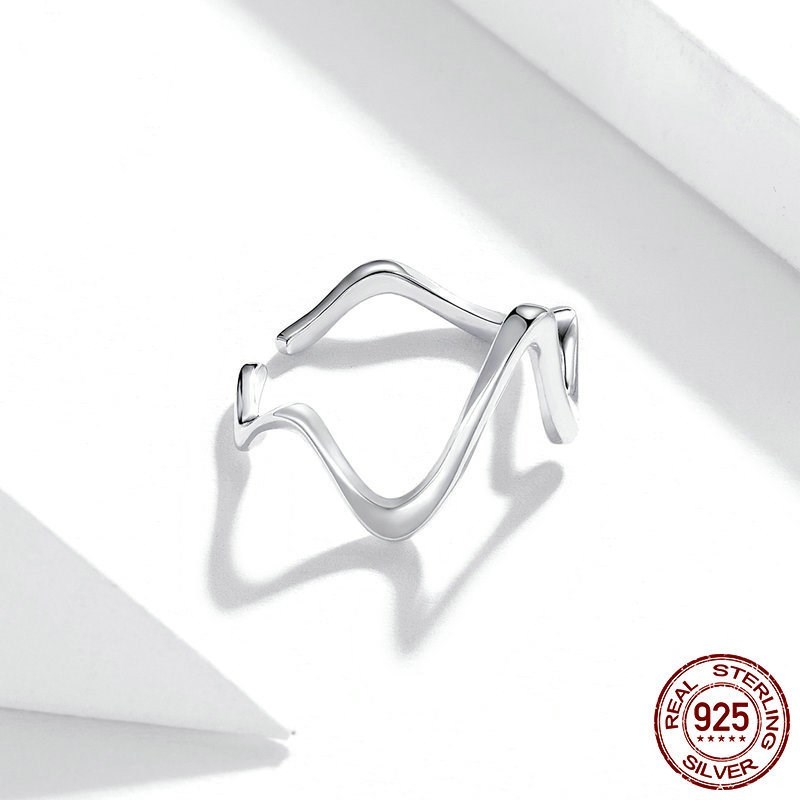 Simple Wave Curve Sterling Silver Ring - Image 4