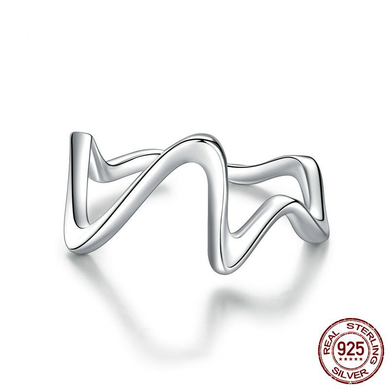 Simple Wave Curve Sterling Silver Ring - Image 3