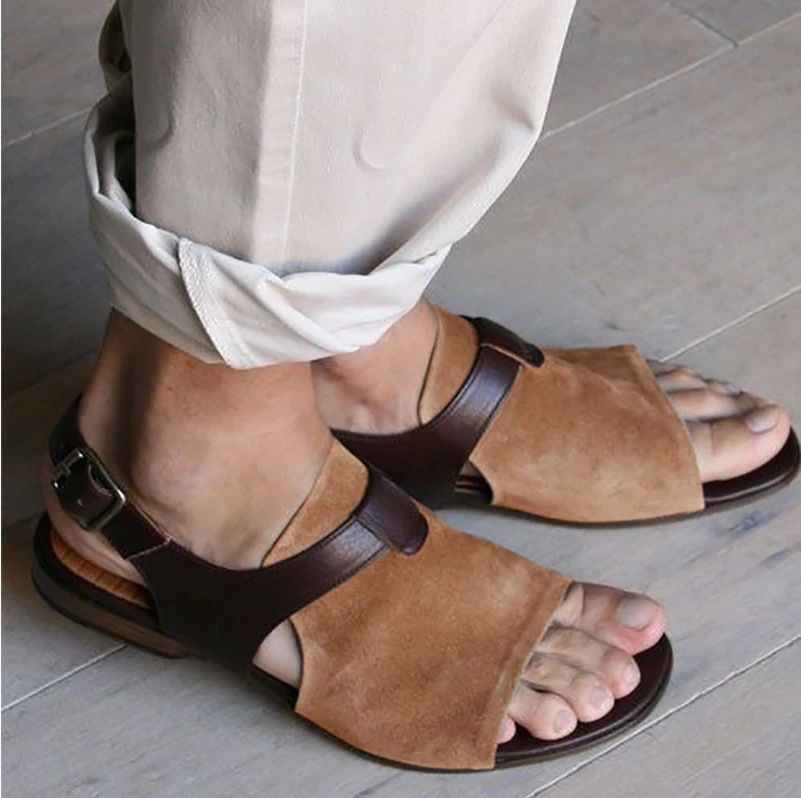 Flat Button-Down Sandals For Men