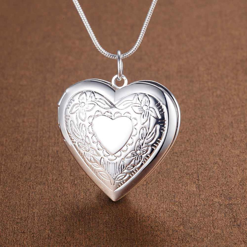 Silver Plated Peach Heart Necklace