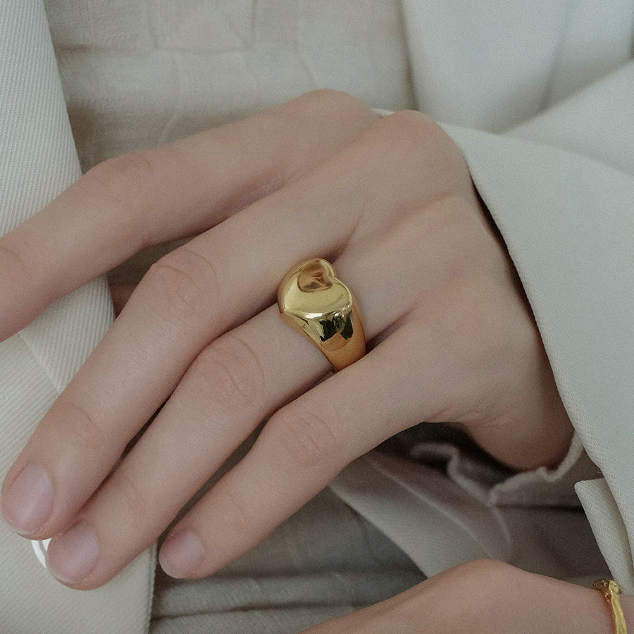 Stainless Steel 18K Gold Plated Titanium Steel Ring - Image 2