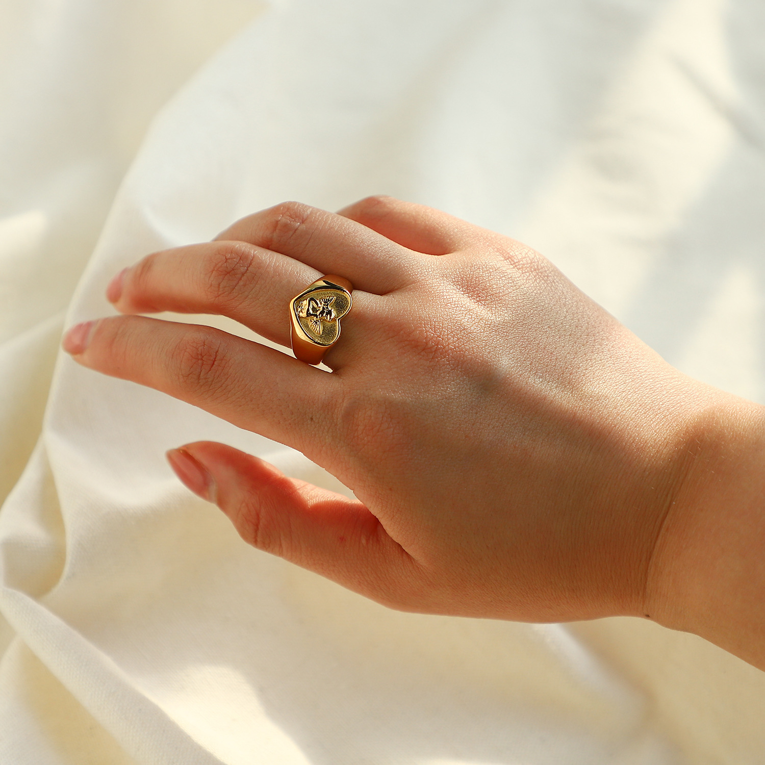 Stainless Steel 18K Gold Plated Titanium Steel Ring - Image 6