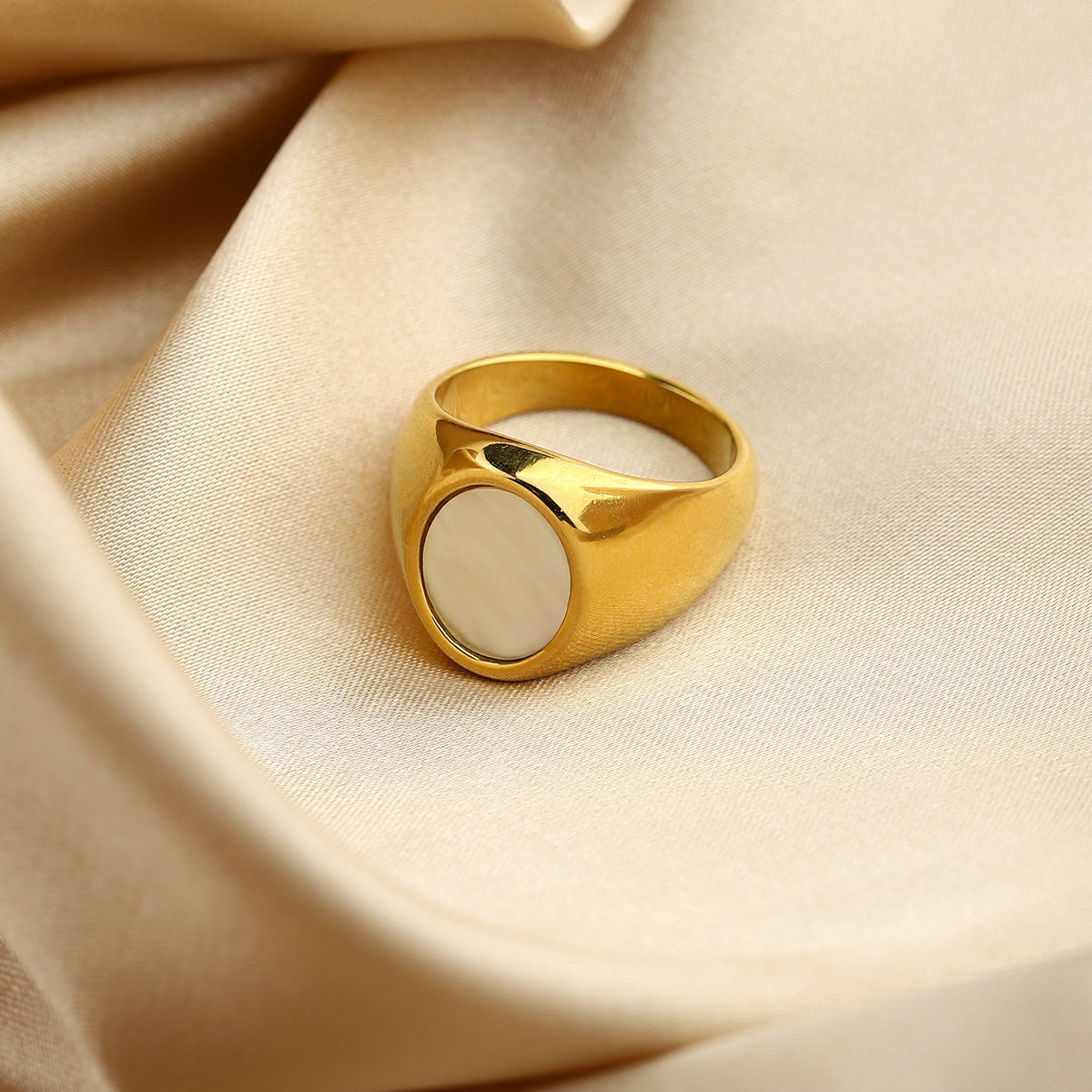 Stainless Steel 18K Gold Plated Titanium Steel Ring - Image 5